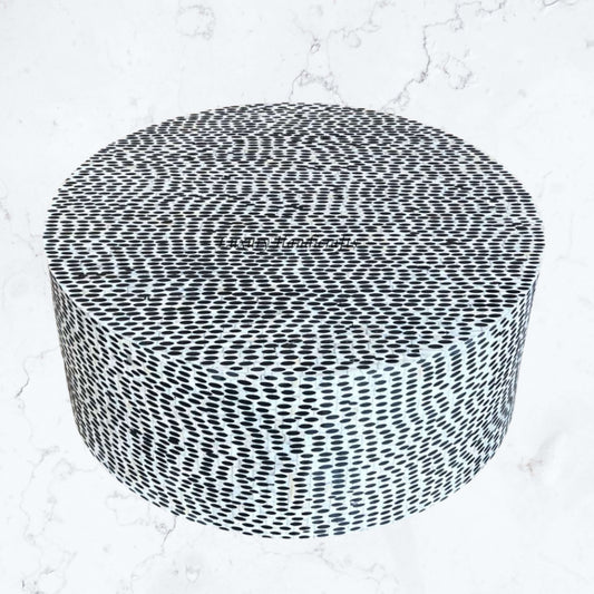 FUSION Full Bone Inlay Round Coffee Table Black
