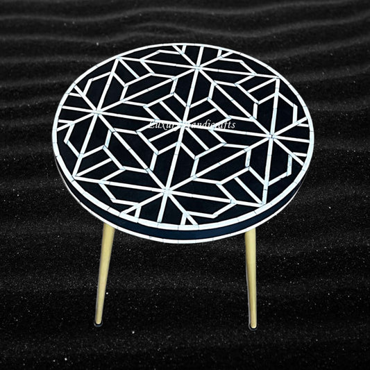FUSION Geometric Bone Inlay Round Side Table