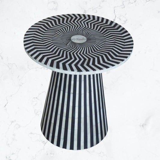 FUSION Bone Inlay Round Side Table Black