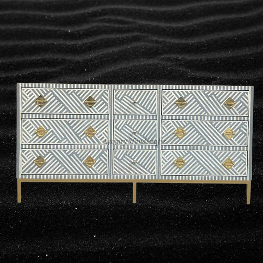 Grey Bone Inlay Optical 9 Drawer Chest