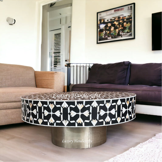 MOP Inlay Lotus Coffee Table Black