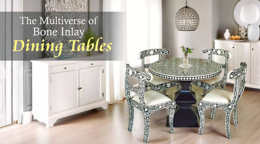 Bone inlay dining tables in various designs
