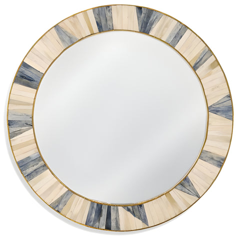 Round Sunburst Bone Inlay Style Mirror