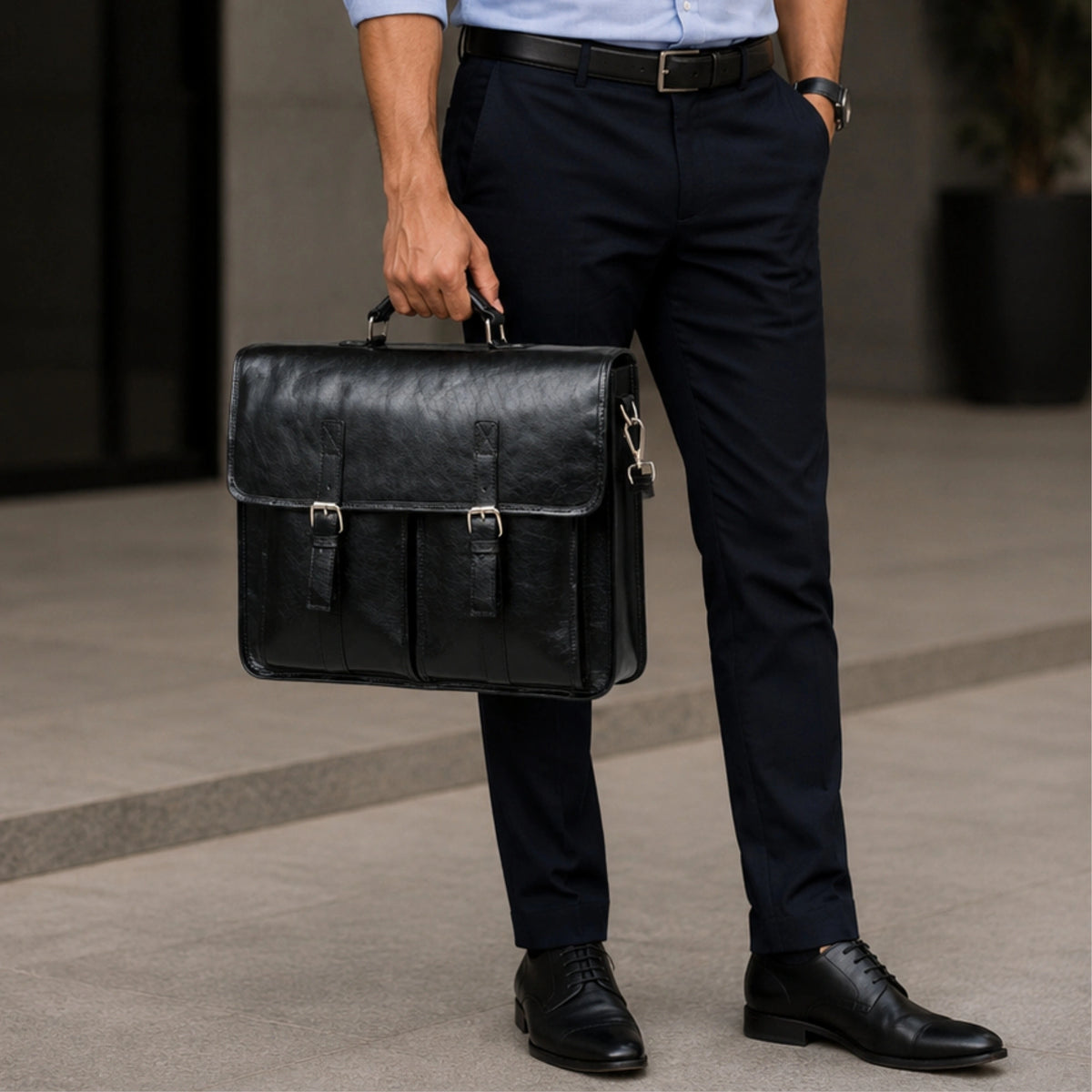 Baylor Black Leather Briefcase