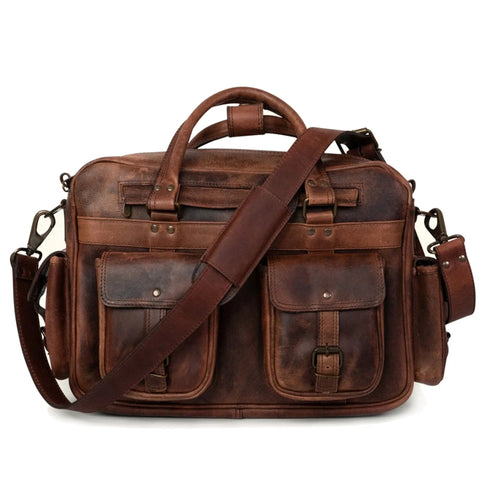 Brown Full Grain Leather Briefcase