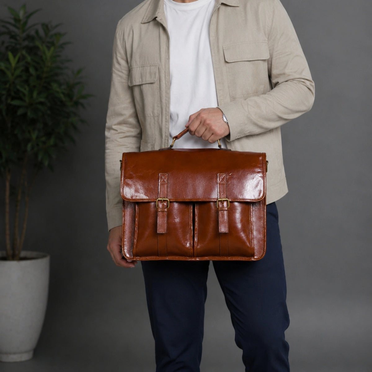 Mason Brown Full Grain Leather Breifcase