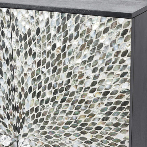 Caroline Black Mother of Pearl Inlay Bar Cabinet