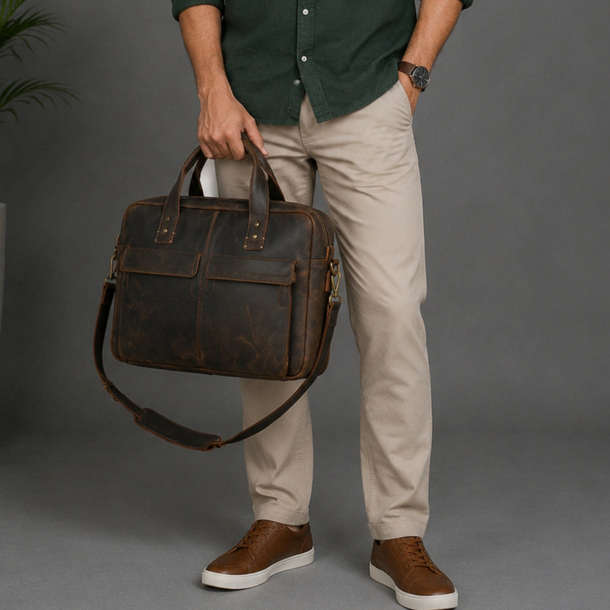Kevin Buffalo Leather Breifcase