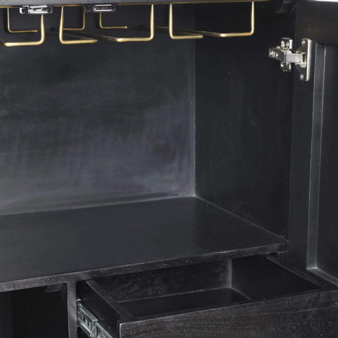 Caroline Black Mother of Pearl Inlay Bar Cabinet