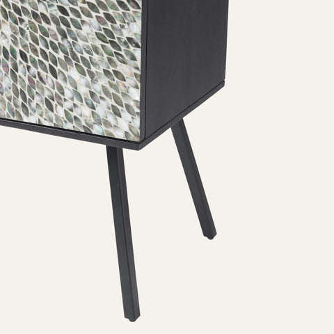 Caroline Black Mother of Pearl Inlay Bar Cabinet