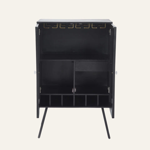 Caroline Black Mother of Pearl Inlay Bar Cabinet