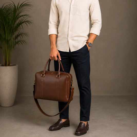 Toby Brown Leather Laptop Office Briefcase