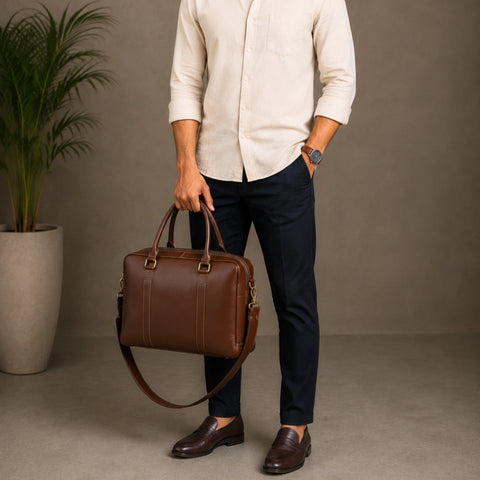 Toby Brown Leather Laptop Office Briefcase