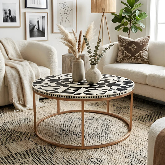 Moroccan Inlay Round Coffee Table
