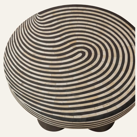 Spiral Inlay Round Coffee Table