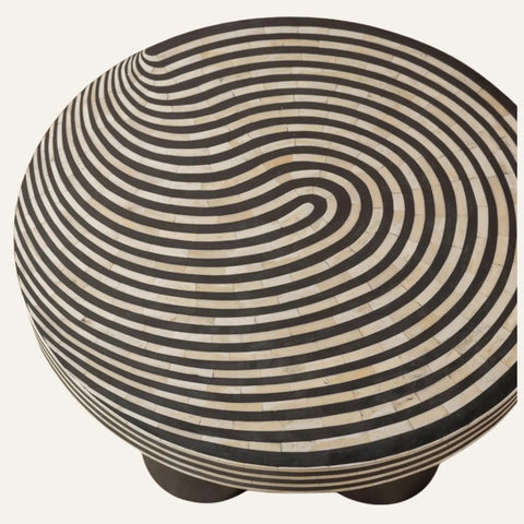 Spiral Inlay Round Coffee Table