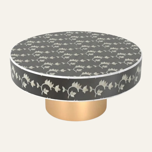 Floral Inlay Round Coffee Table