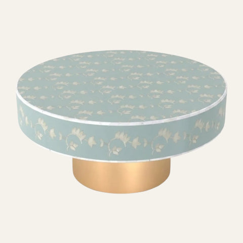 Floral Inlay Round Coffee Table