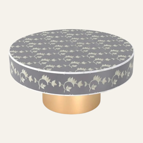 Floral Inlay Round Coffee Table
