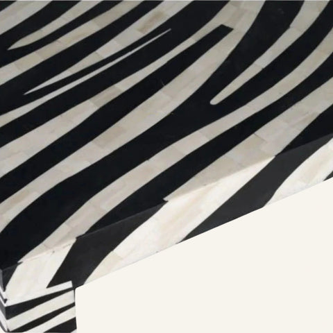 Zebra Bone Inlay Rectangle Coffee Table