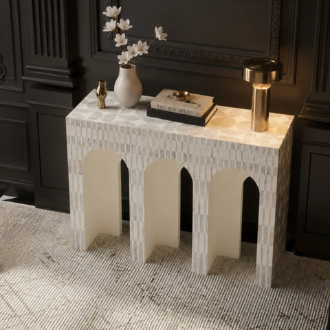 Luna Mother of Pearl Inlay Arch Console