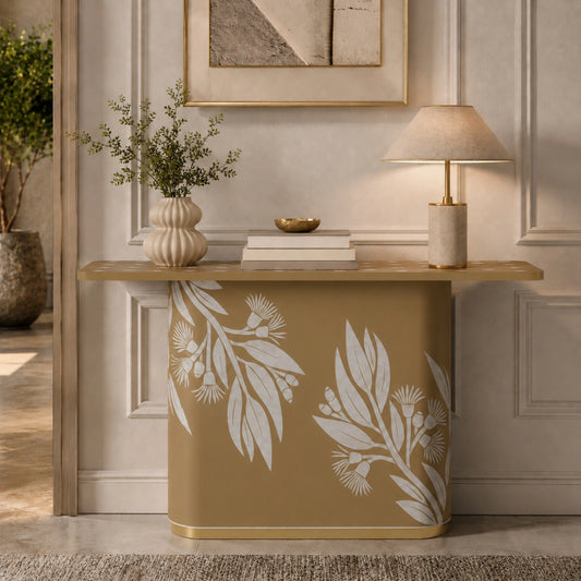 Handcrafted Bone Inlay Console Table - Floral Console