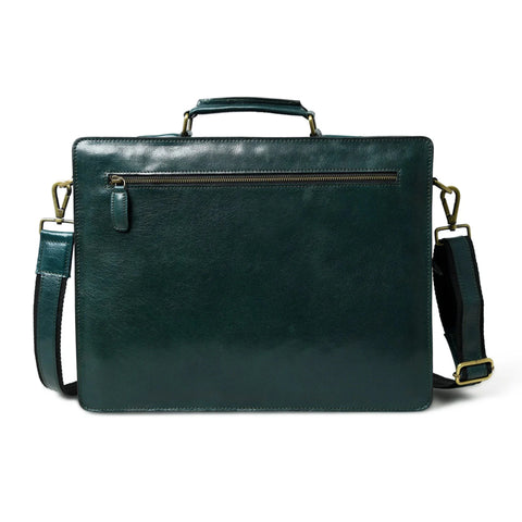 Kai Full Grain Leather Briefcase - Dark Green
