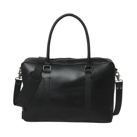 Jamie Buffalo Leather Briefcase- Black