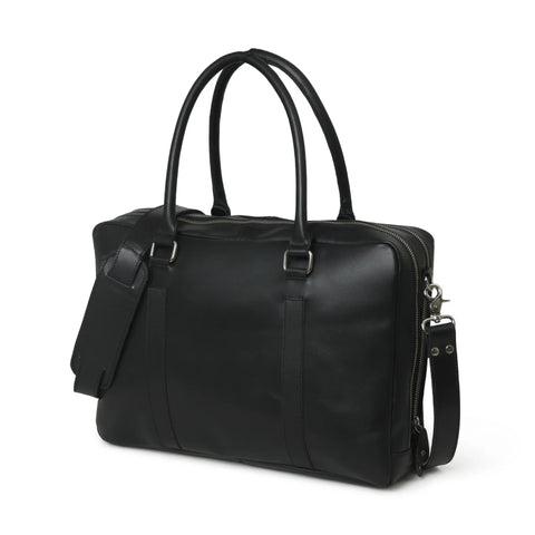 Jamie Buffalo Leather Briefcase- Black