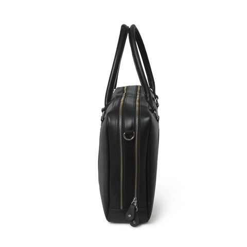 Jamie Buffalo Leather Briefcase- Black