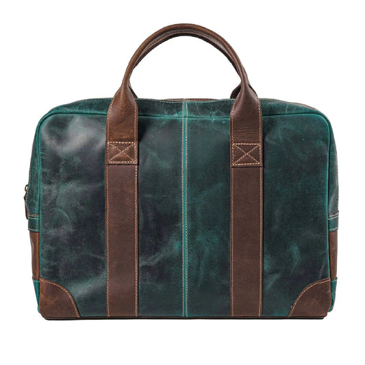 Leo Full grain Leather Briefcase - Green