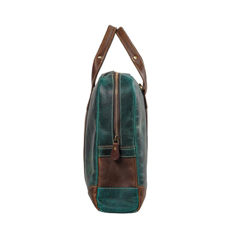 Leo Full grain Leather Briefcase - Green