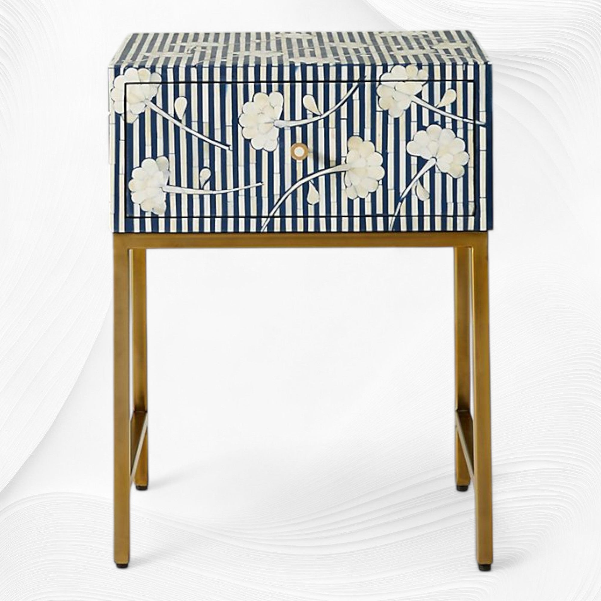 Blue Inlay Night Stand Ada Bone Inlay Nightstand Blue – Luxury Handicrafts