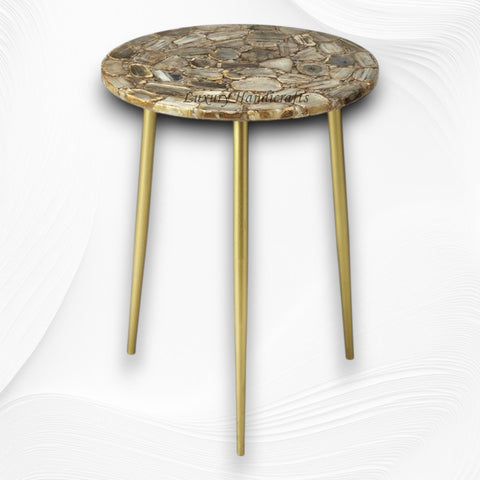 Agate Round Side Table Brown 3
