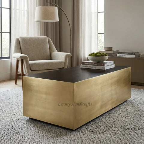 square brass block coffee table modern metal center table