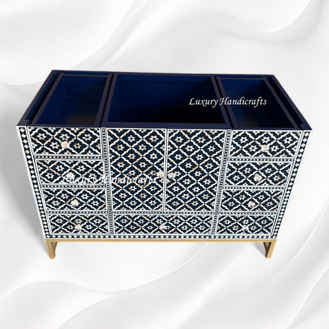 Shop the Arctic MOP Inlay Bathroom Vanity in Navy Blue 2