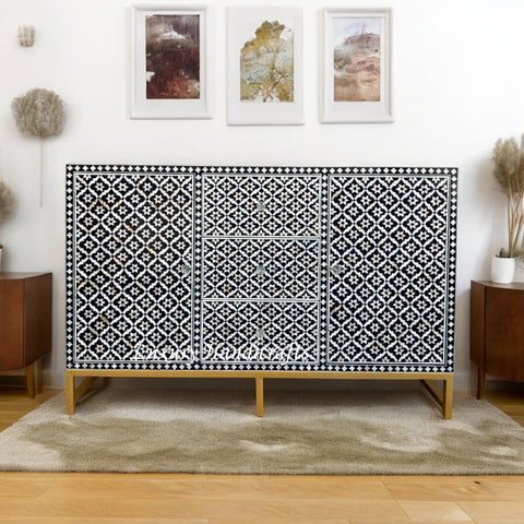 Shop Arctic Navy Blue MOP Inlay Sideboard 1