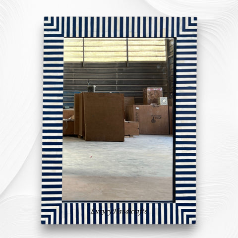 Asher Bone Inlay Stripe Mirror Dark Blue 4