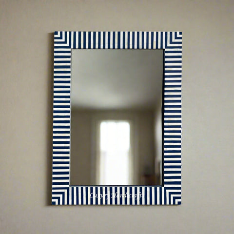 Asher Bone Inlay Stripe Mirror Dark Blue 1