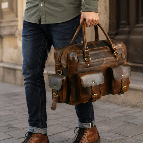 Aster Full Grain Leather Travel Briefcase