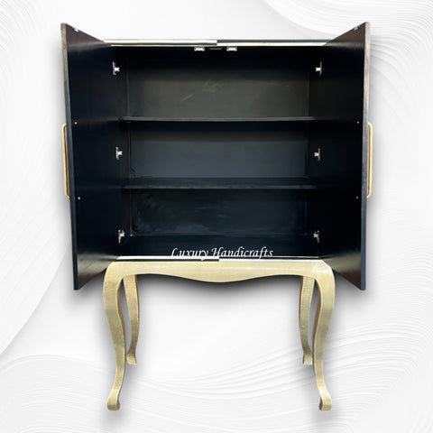 Bella Bone Inlay Bar Cabinet Stripe Black 2