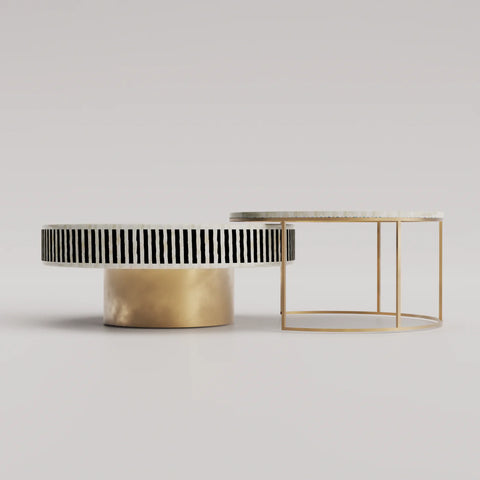 Sunshine Inlay Nesting Table Set Round