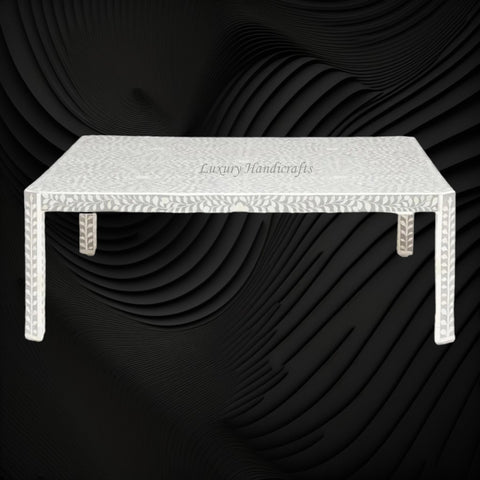 Bone Inlay Clipped Coffee Table Grey