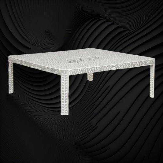Bone Inlay Clipped Coffee Table Grey