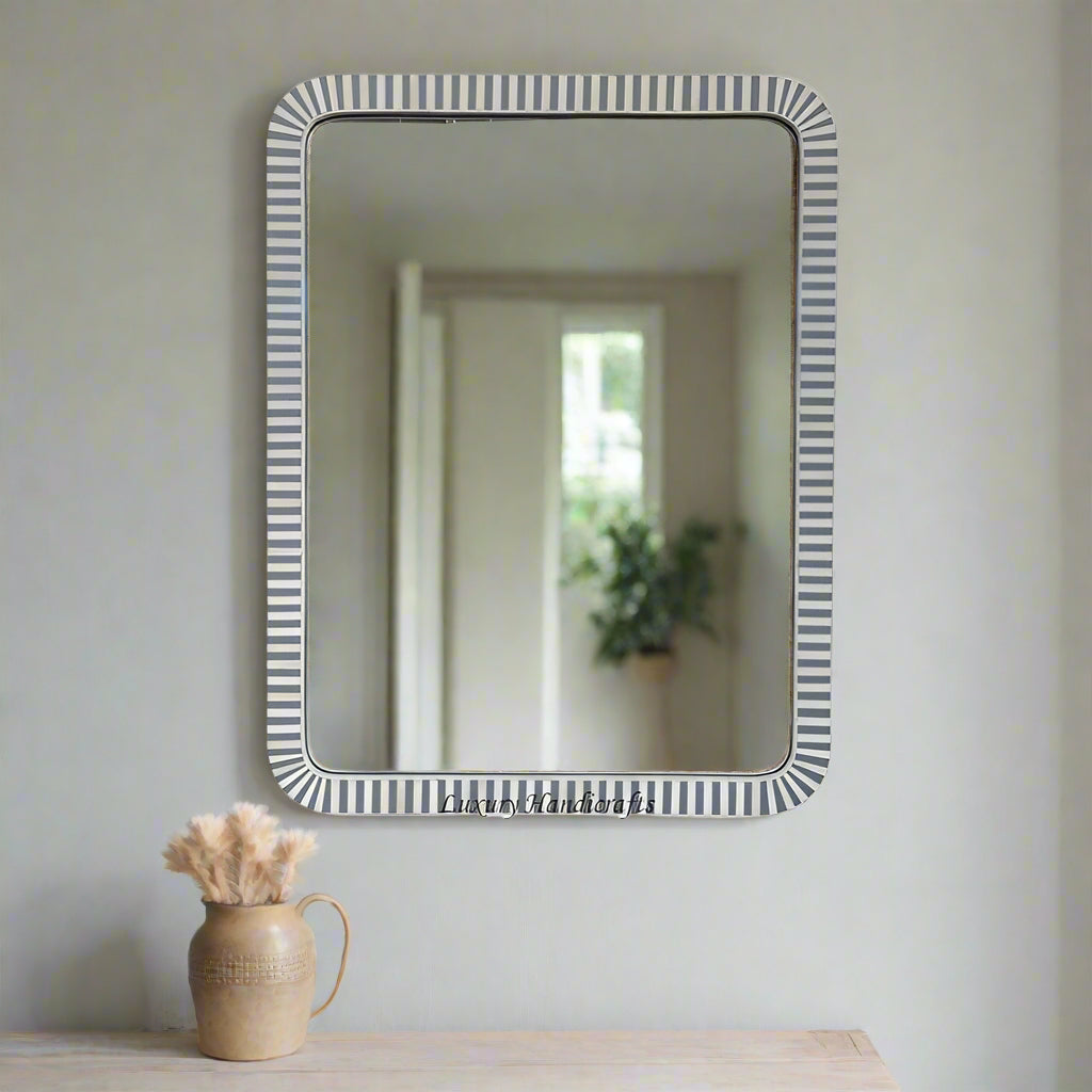 Bone Inlay Edged Mirror Grey 37 48 1