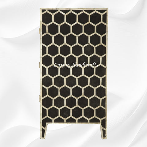 Bone Inlay Chest of 3 Drawer Honeycomb Black 4