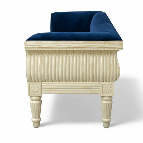 Handcrafted Bone Inlay 3 Seater Fabric Sofa