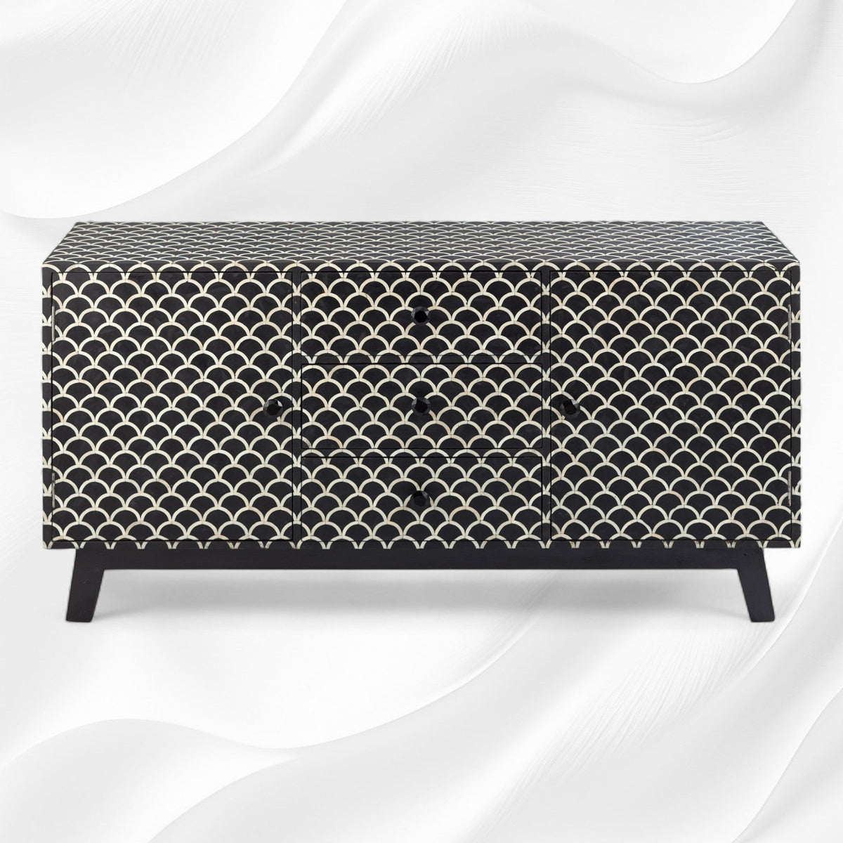 Bone Inlay 3 Drawer 2 Door Sideboard Fishscale