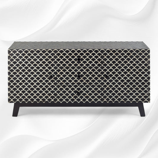 Bone Inlay 3 Drawer 2 Door Sideboard Fishscale
