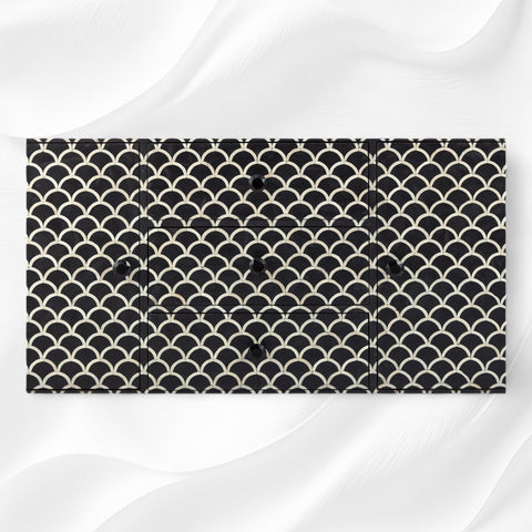Bone Inlay 3 Drawer 2 Door Sideboard Fishscale